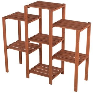 Leisure Season 7-Tier Moisture Resistant Wood Plant Stand in Medium Brown