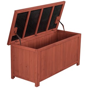 leisure season weather proofed wood deck storage box in medium brown