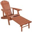 Leisure Season Wood Reclining Adirondack Chair With Pull-Out Ottoman in Brown