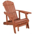 Leisure Season Wood Reclining Adirondack Chair With Pull-Out Ottoman in Brown
