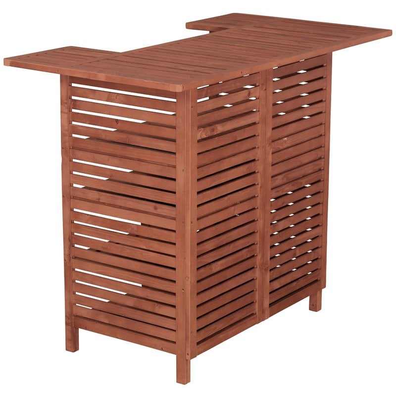 Leisure Season Wood Outdoor Bar With Storage in Medium Brown