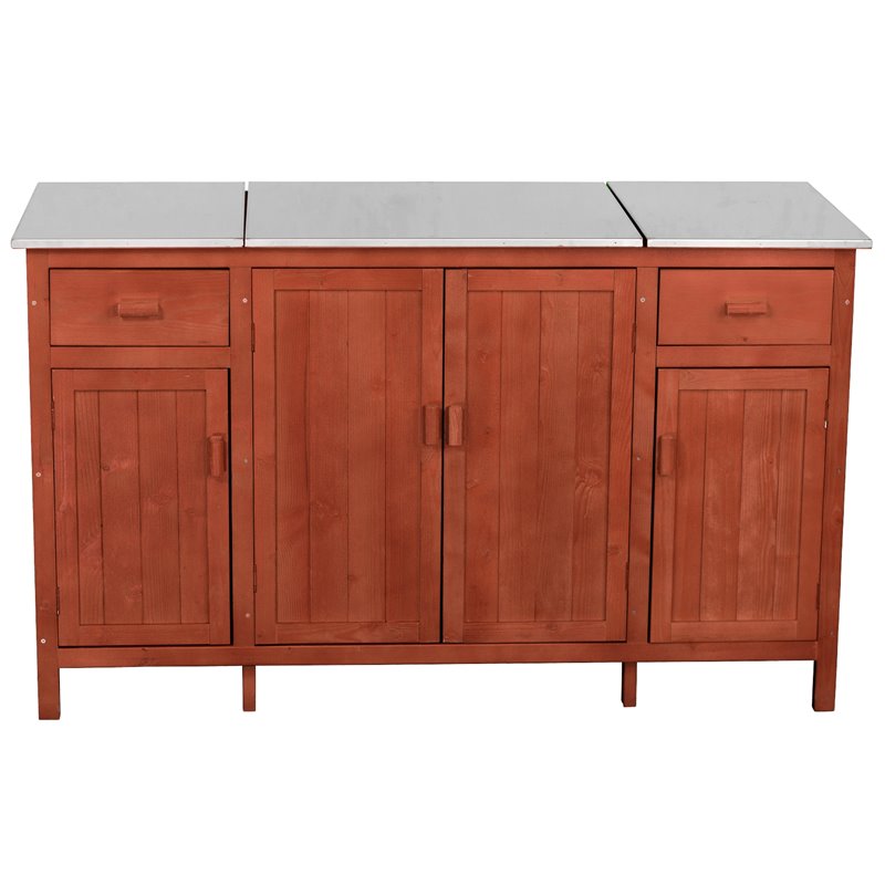 Leisure Season Wood Buffet Server with Cooler Compartment in Medium Brown