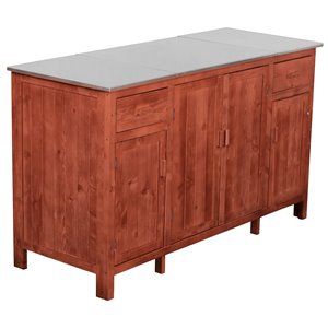 Leisure Season Wood Buffet Server with Cooler Compartment in Medium Brown