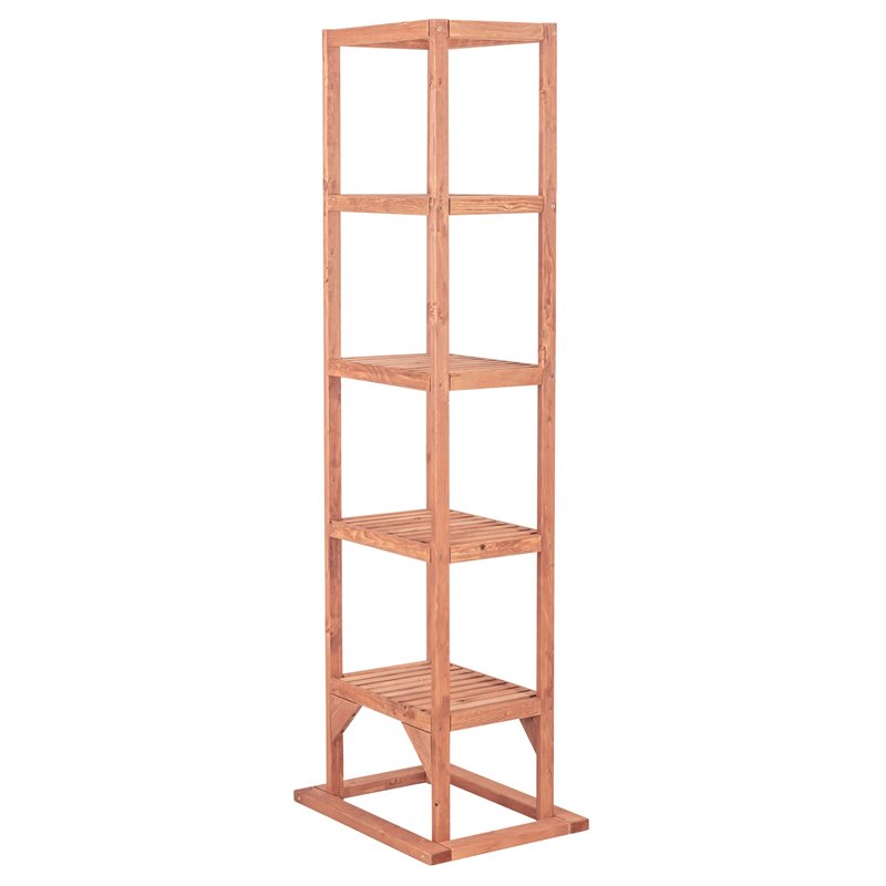 Leisure Season 5-Shelf Wood Tower Plant Stand in Medium Brown