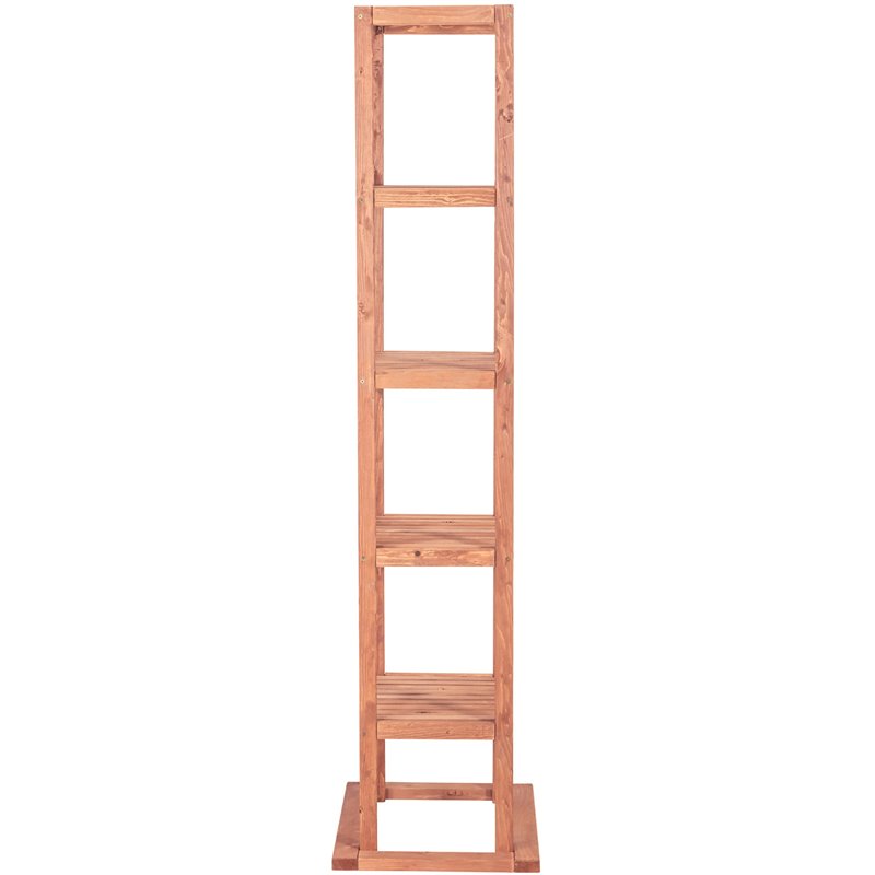 Leisure Season 5-Shelf Wood Tower Plant Stand in Medium Brown