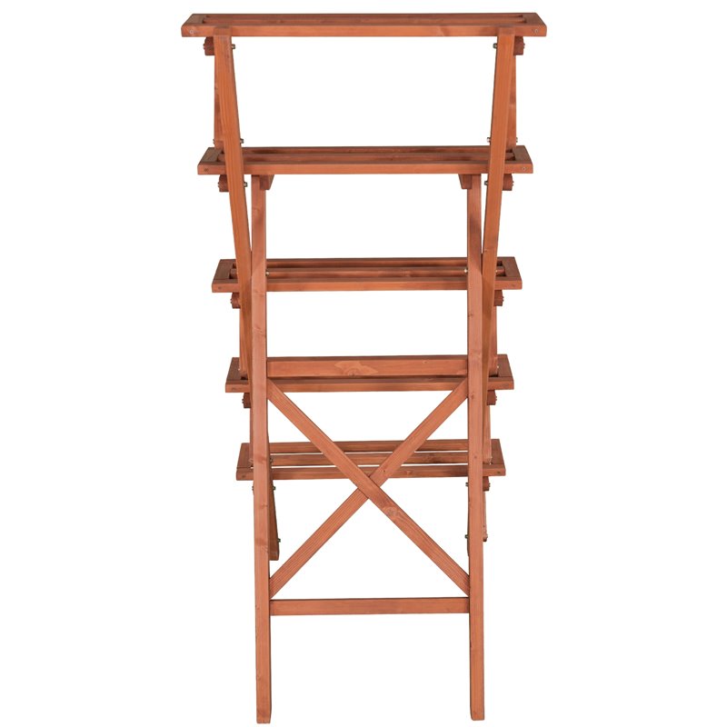 Leisure Season 5-Tier A-Frame Wood Plant Stand in Medium Brown