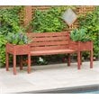 Leisure Season Wood Planter Bench with Slanted Back Rest in Medium Brown