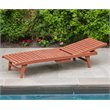 Leisure Season Wood Chaise Lounge With Pull-Out Tray in Medium Brown