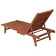 Leisure Season Wood Chaise Lounge With Pull-Out Tray in Medium Brown