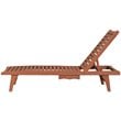 Leisure Season Wood Chaise Lounge With Pull-Out Tray in Medium Brown
