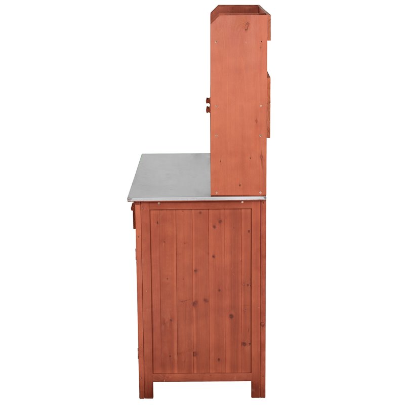 Leisure Season Outdoor Wood Kitchen Prep Station in Medium Brown