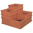 Leisure Season 4 Separate Compartments Wood Planter in Medium Brown