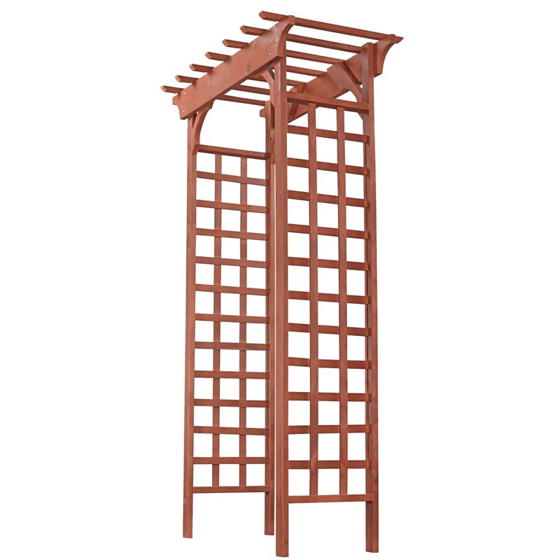 Leisure Season Wood Double Lattice Panels Arbor in Medium Brown