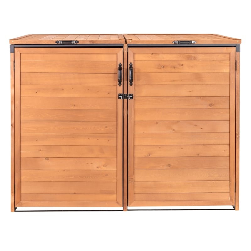 Leisure Season Medium Horizontal Wood Trash and Recycling Storage Shed in Brown