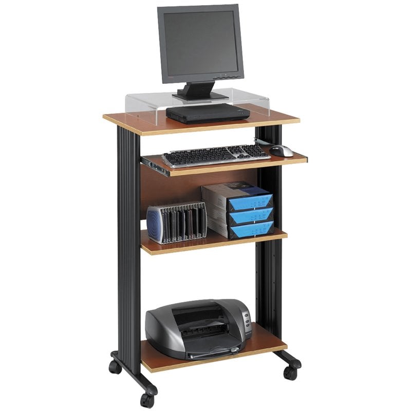 Safco MÜV Standing Wood Workstation in Cherry