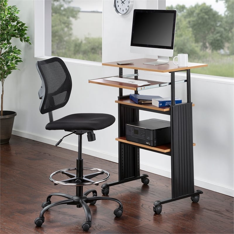 Safco MUV Stand-Up Adjustable Height Computer Workstation in Cherry