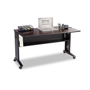 Safco 54&quot Reversible Top Mobile Metal Computer Desk in Mahogany and Oak