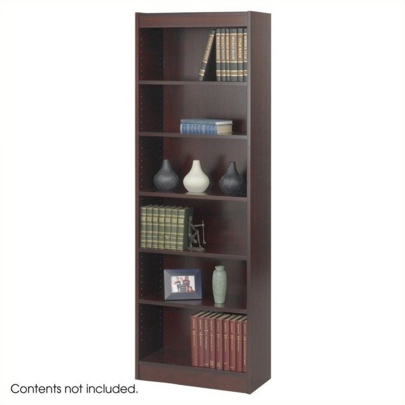 Safco 24 Inch Wide 6-Shelf Veneer Baby Bookcase in Mahogany