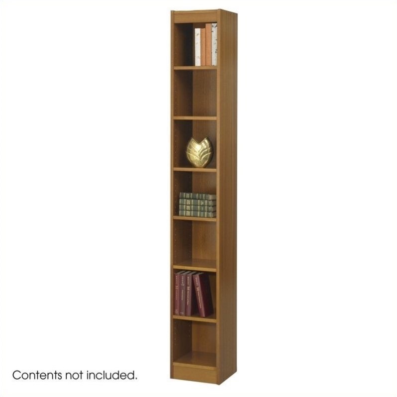 12 Inch Wide 7-Shelf Veneer Baby Bookcase in Medium Oak ...