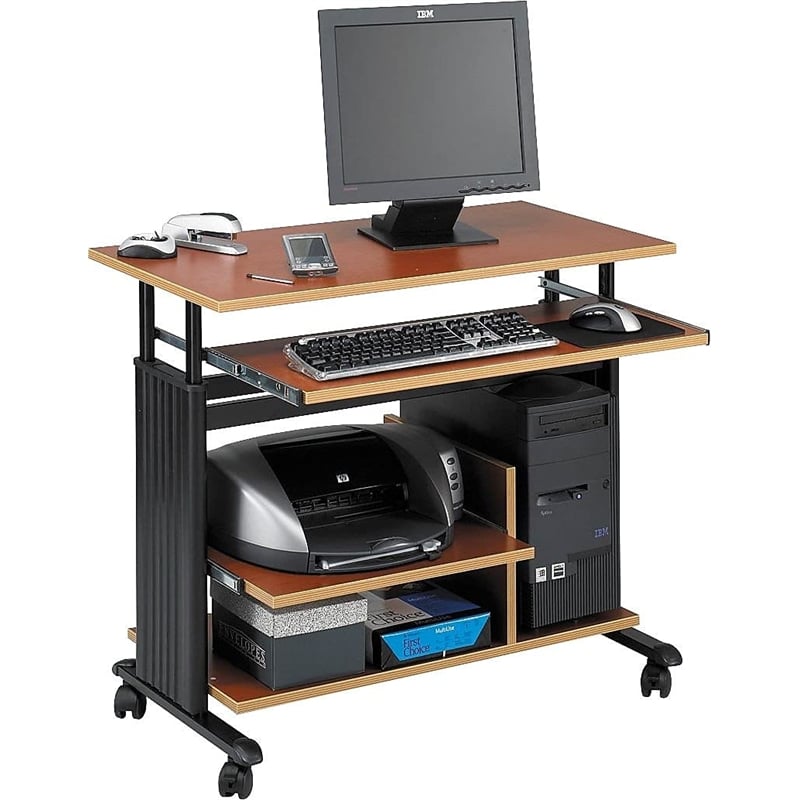 Safco MÜV Mini Tower Height Adjustable Wood Workstation in Cherry