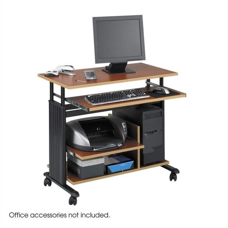 Safco MÜV Mini Tower Height Adjustable Wood Workstation in Cherry