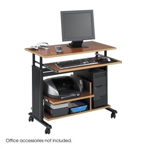 safco müv mini tower height adjustable wood workstation in cherry