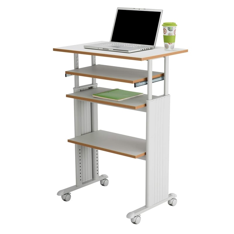 Safco MUV Standing Height Adjustable Wood/Metal Workstation in Gray