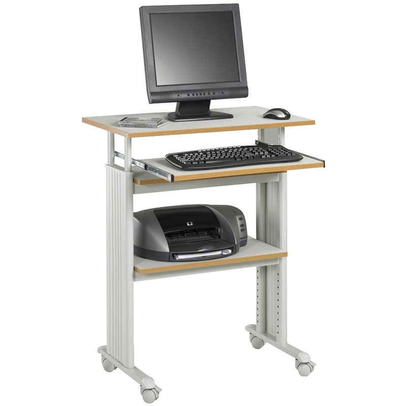 Safco MÜV Standing Height Adjustable Wood / Metal Workstation in Gray