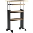 Safco MÜV Standing Height Adjustable Wood Workstation in Medium Oak