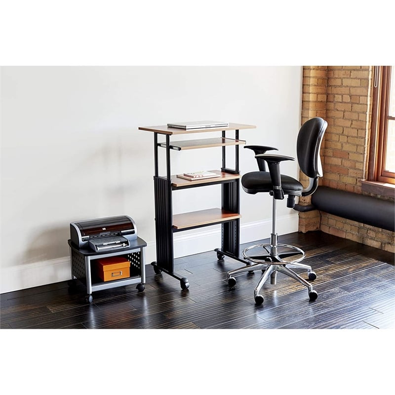 Safco MÜV Standing Height Adjustable Wood Workstation in Medium Oak