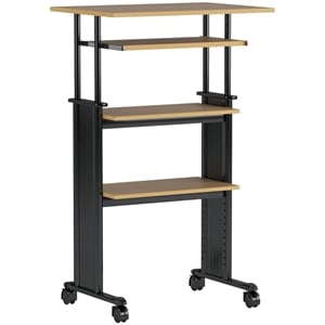 Safco MÜV Standing Height Adjustable Wood Workstation in Medium Oak