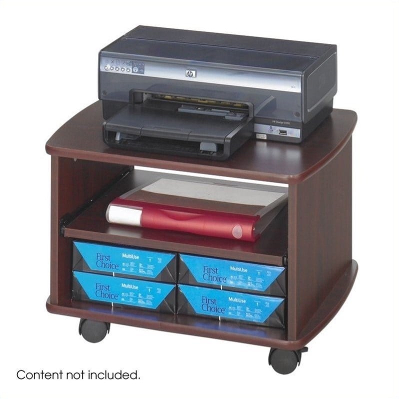 Safco Picco Duo Printer Cart In Mahogany 1954mh