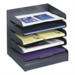 Safco Modern 5-Tier Metal Slanted Shelves Desk Tray in Black