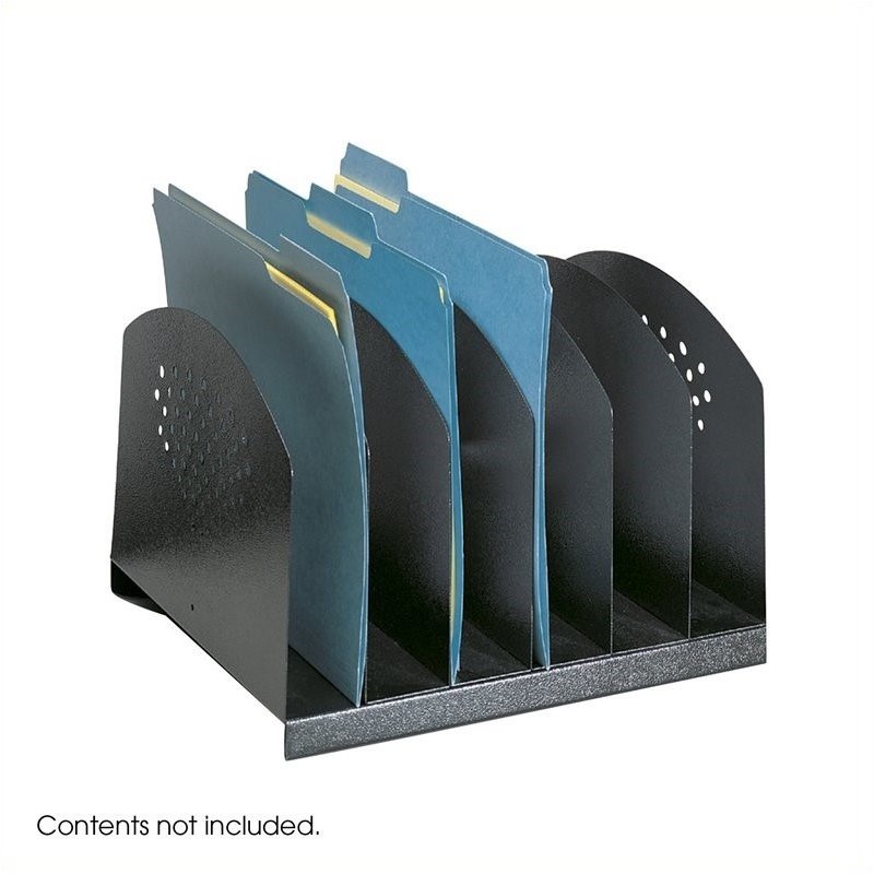 Safco Black Six Section Steel Desk Rack 3155bl Safco Black Six Section Steel Desk Rack