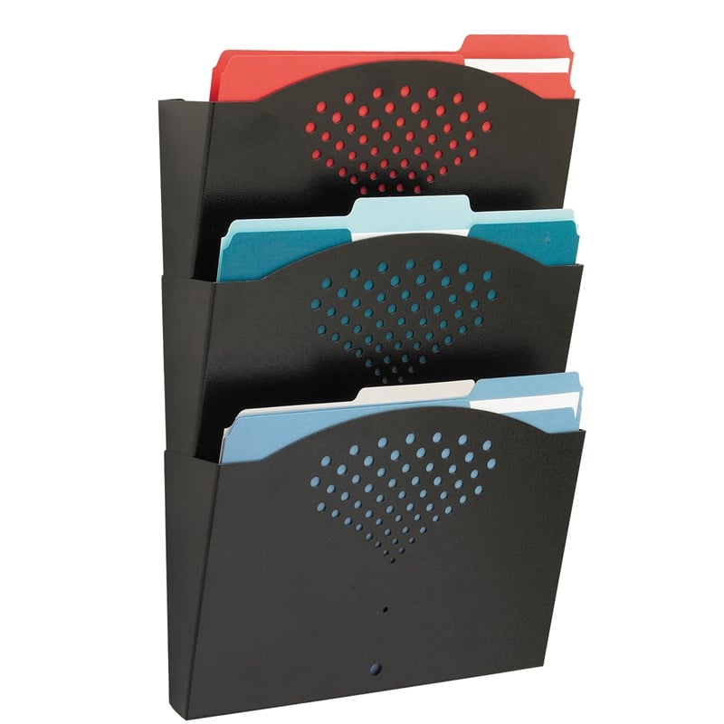 Safco Black Triple Letter Size Steel Wall File