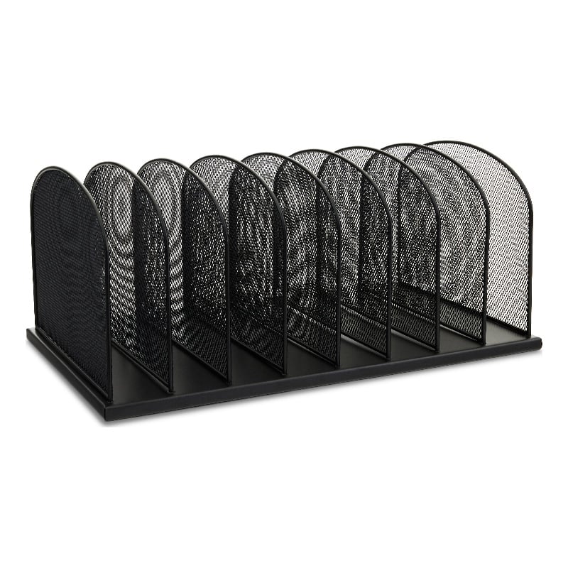 Safco Onyx Steel Metal Mesh Desk Organizer with 8 Upright Sections in Black