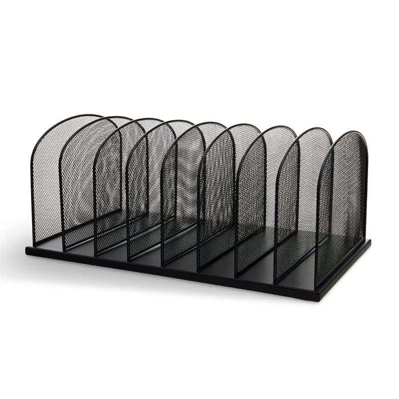 Safco Onyx Steel Metal Mesh Desk Organizer with 8 Upright Sections in Black