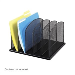 safco onyx black steel mesh desk organizer with 5 upright sections
