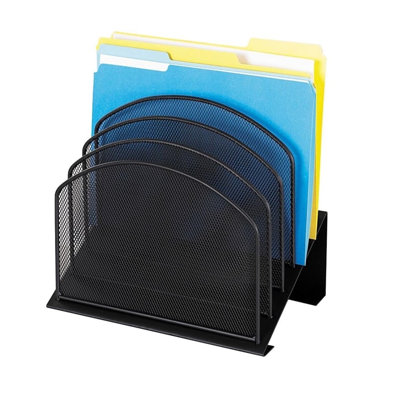Safco Onyx Black Mesh Desk Organizer with 5 Slanted Sections in Black