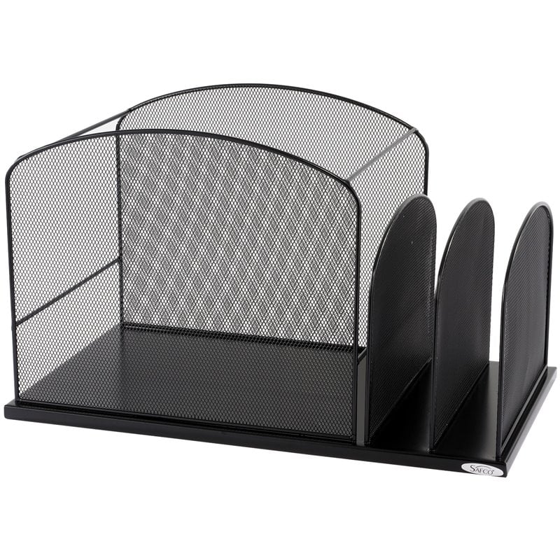 Safco Onyx Black Mesh Desk Organizer With 2 Upright Sections 3259bl