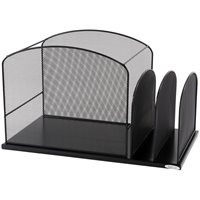 Safco Mesh Desk Organizer, Eight Sections, Steel, 19 1/2 x 11 1/2 x 8 1/4,  Black