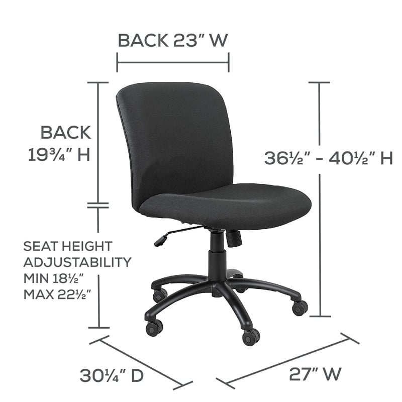 Safco Uber Big and Tall Mid Back Task Office Chair in Black