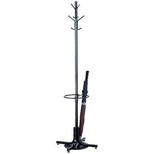 safco's steel black standing coat rack with ring umbrella holder