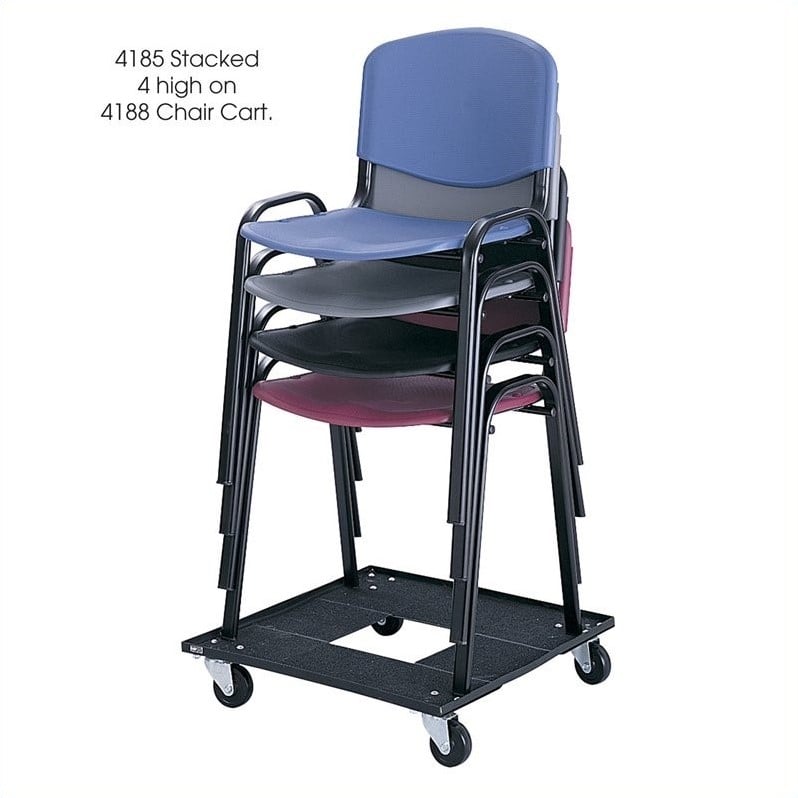 Safco Stack Stacking Chair in Charcoal (Set of 4)
