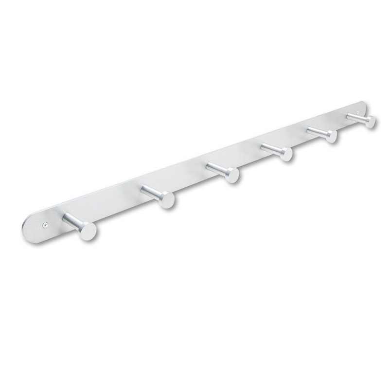 Safco Nail Head 6 Hook Metal Coat Rack Hook in Silver (Set of 6)