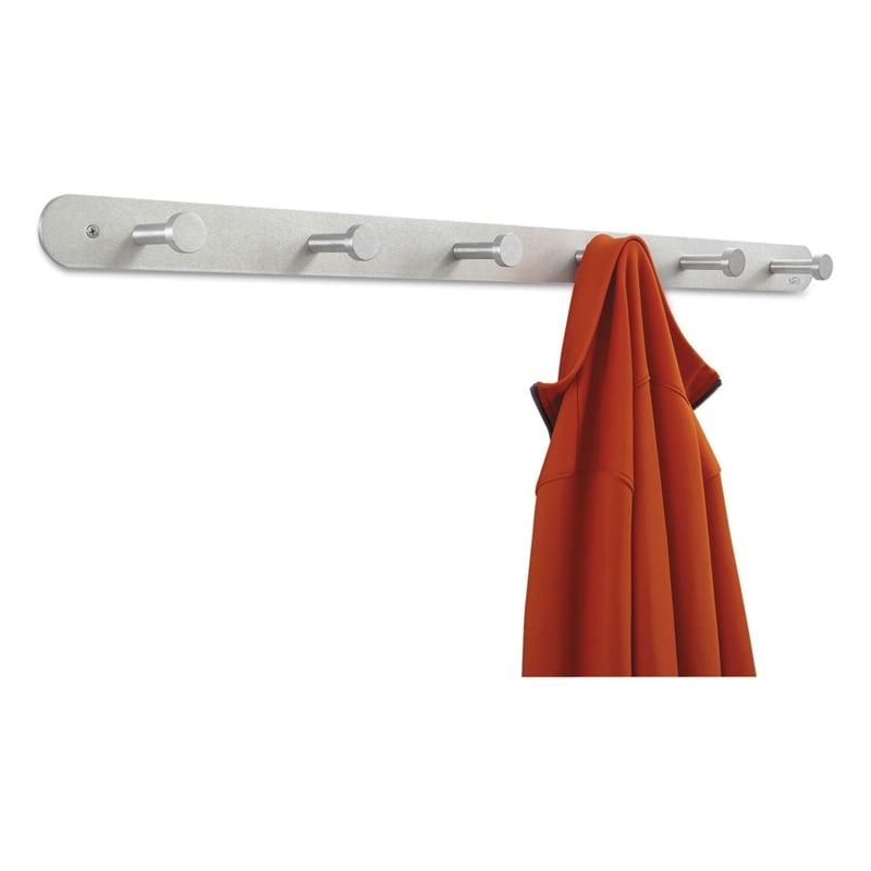 Safco Nail Head 6 Hook Metal Coat Rack Hook in Silver (Set of 6)
