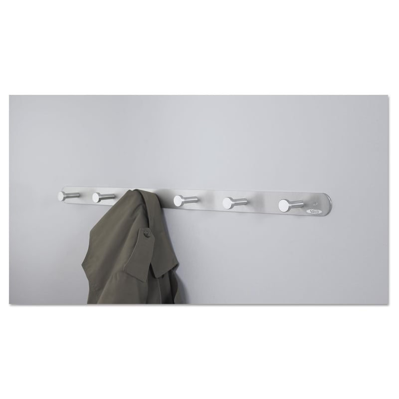 Safco Nail Head 6 Hook Metal Coat Rack Hook in Silver (Set of 6)