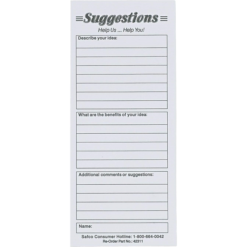 Safco Refill Suggestion Cards (Set of 60)