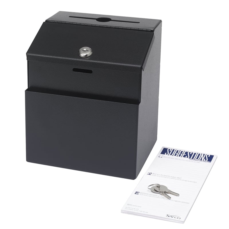 Safco Black Locking Suggestion Box in Black