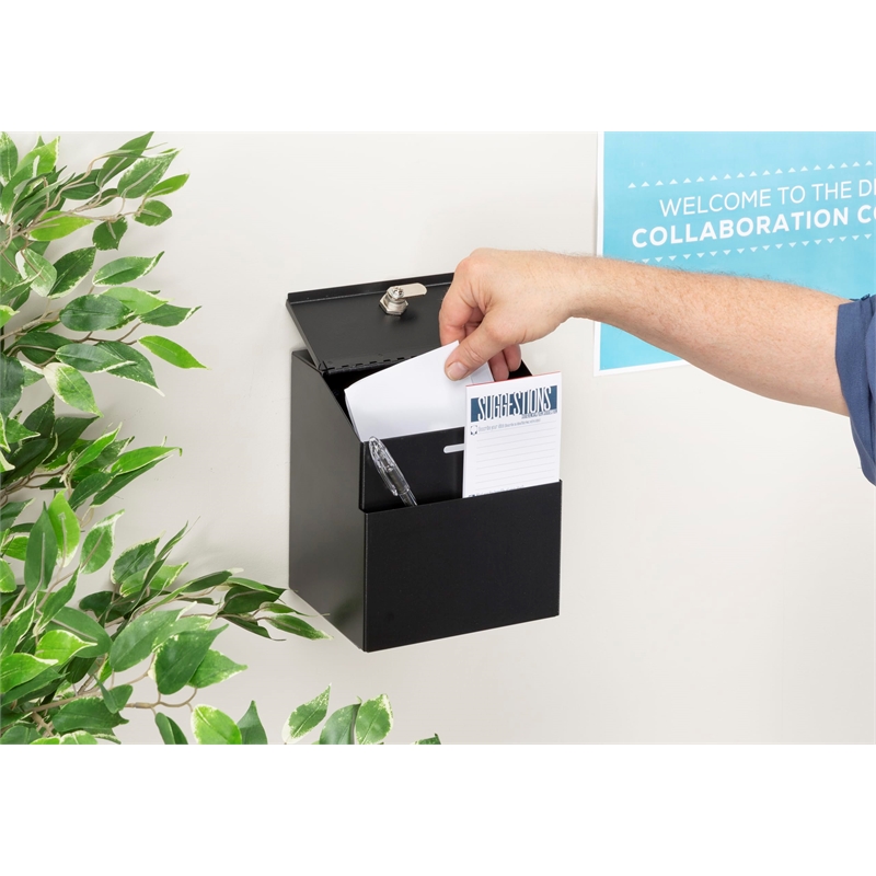 Safco Black Locking Suggestion Box in Black